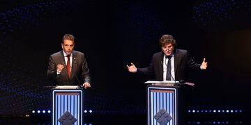 Sergio Massa y Javier Milei. Debate. (Archivo)
