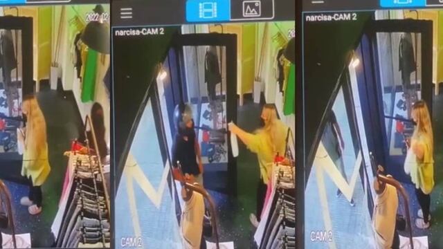 Gabriela se defendió con el pulverizador y luego cerró la puerta.