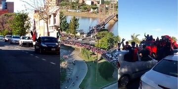 En la costanera y en otros puntos de la ciudad se pudo ver el despliegue de los fanáticos del Negro.