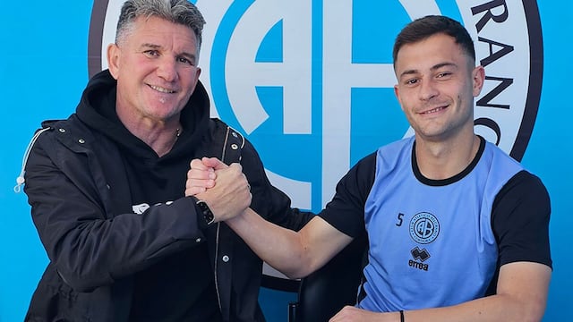 El presidente Luis Fabián Artime y Santiago Longo, en la firma de la extensión de contrato (La Voz).