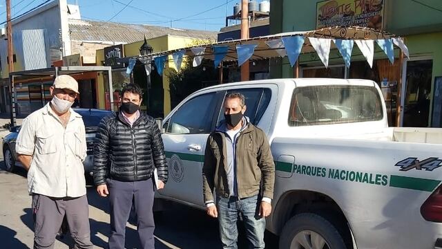 El intendente de San carlos, Rolando Scanio junto al director de Parques nacionales, Claudio González recorrieron la zona de Estancia El Yaucha. Gentileza