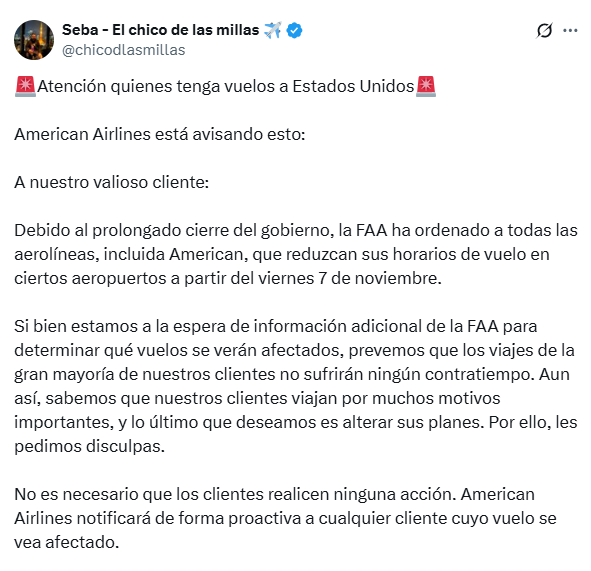 Cancelaron los vuelos de Estados Unidos.