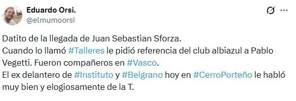 La información del periodista Eduardo Orsi.