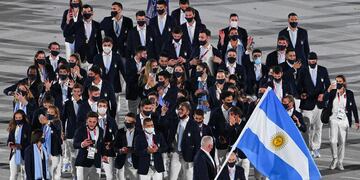La alegría de la delegación argentina en la ceremonia inaugural de los Juegos Olímpicos Tokio 2020.