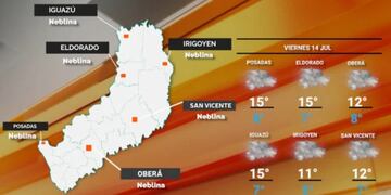 Viernes con cielo cubierto y frío en Misiones.