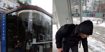 Paradas de autobuses en Seúl, Corea del Sur.