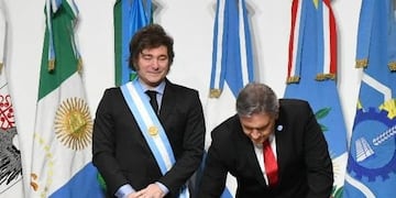 Javier Milei y Martín Llaryora. (Gentileza)
