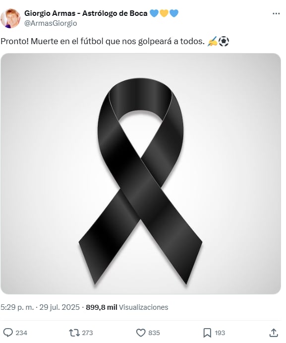 Así predijo Giorgio Armas la muerte de Miguel Ángel Russo.