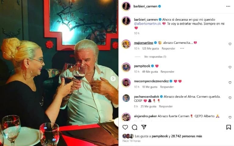 El emotivo mensaje de despedida de Carmen Barbieri a Alberto Martín.