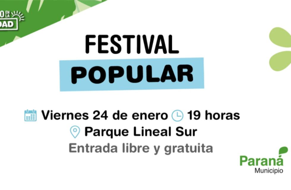 Gran Festival Popular en el Parque Lineal Sur de Paraná: música, gastronomía y tradición