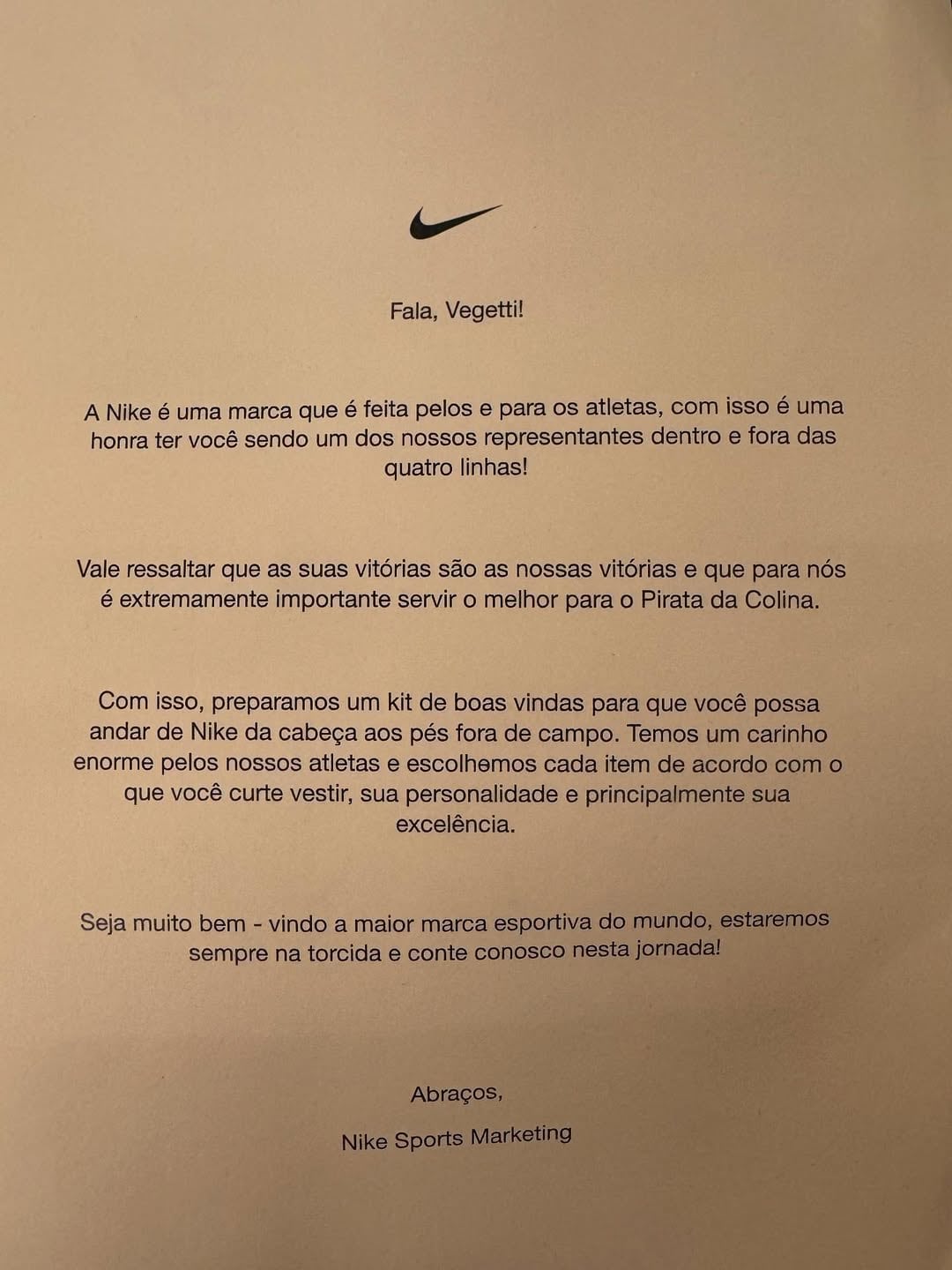 El mensaje de Nike para Pablo Vegetti.