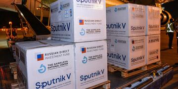 Llegó el primero de los dos vuelos de Aerolíneas Argentinas con vacunas Sputnik V (Foto: Presidencia)