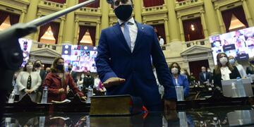 Sergio Massa le tomó juramento al nuevo diputado nacional por Mendoza Eber Pérez Plaza. Asumió en remplazo del reciente renunciado Bermejo. Gentileza Cámara de Diputados
