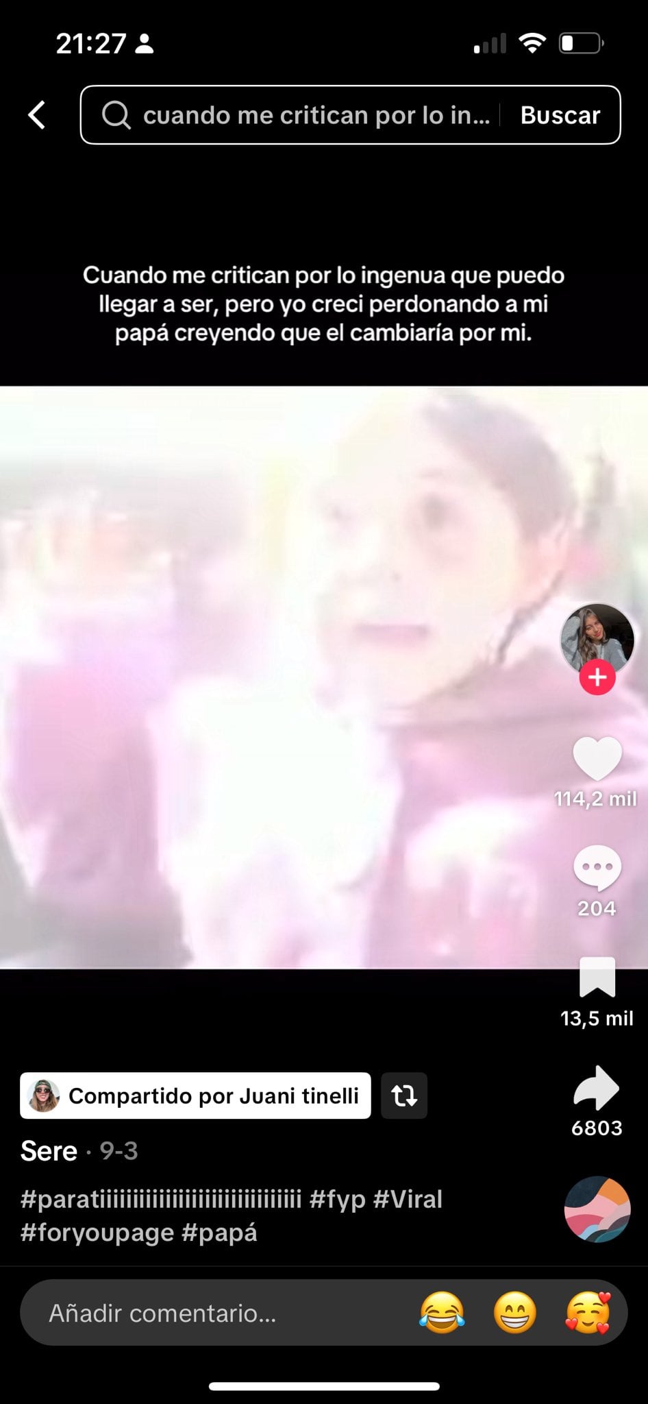 La publicación de Juanita Tinelli contra su papá