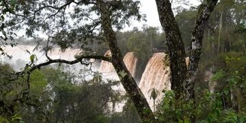 Por la crecida del río Iguazú, cierran temporalmente el circuito de la Garganta del Diablo.