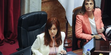 Cristina Kirchner nuevamente en el frente del Senado después de siete meses.