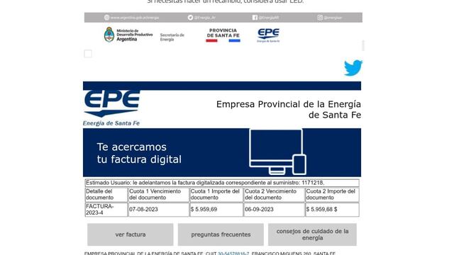 Correos electrónicos falsos en la EPE