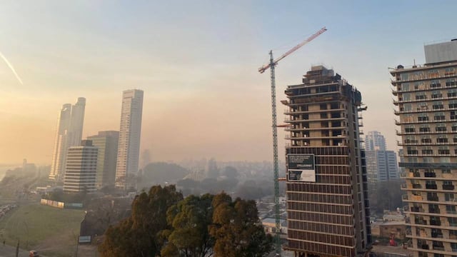 Este viernes, el aire fue irrespirable en Rosario por el humo. (@MauroYasprizza)