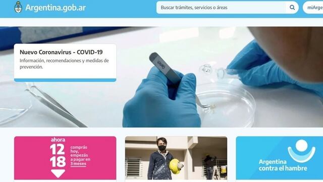Portada de la página oficial argentina.gob.ar.