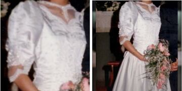 Sandra Reyes busca su vestido de novia para que lo use su hija en su casamiento.