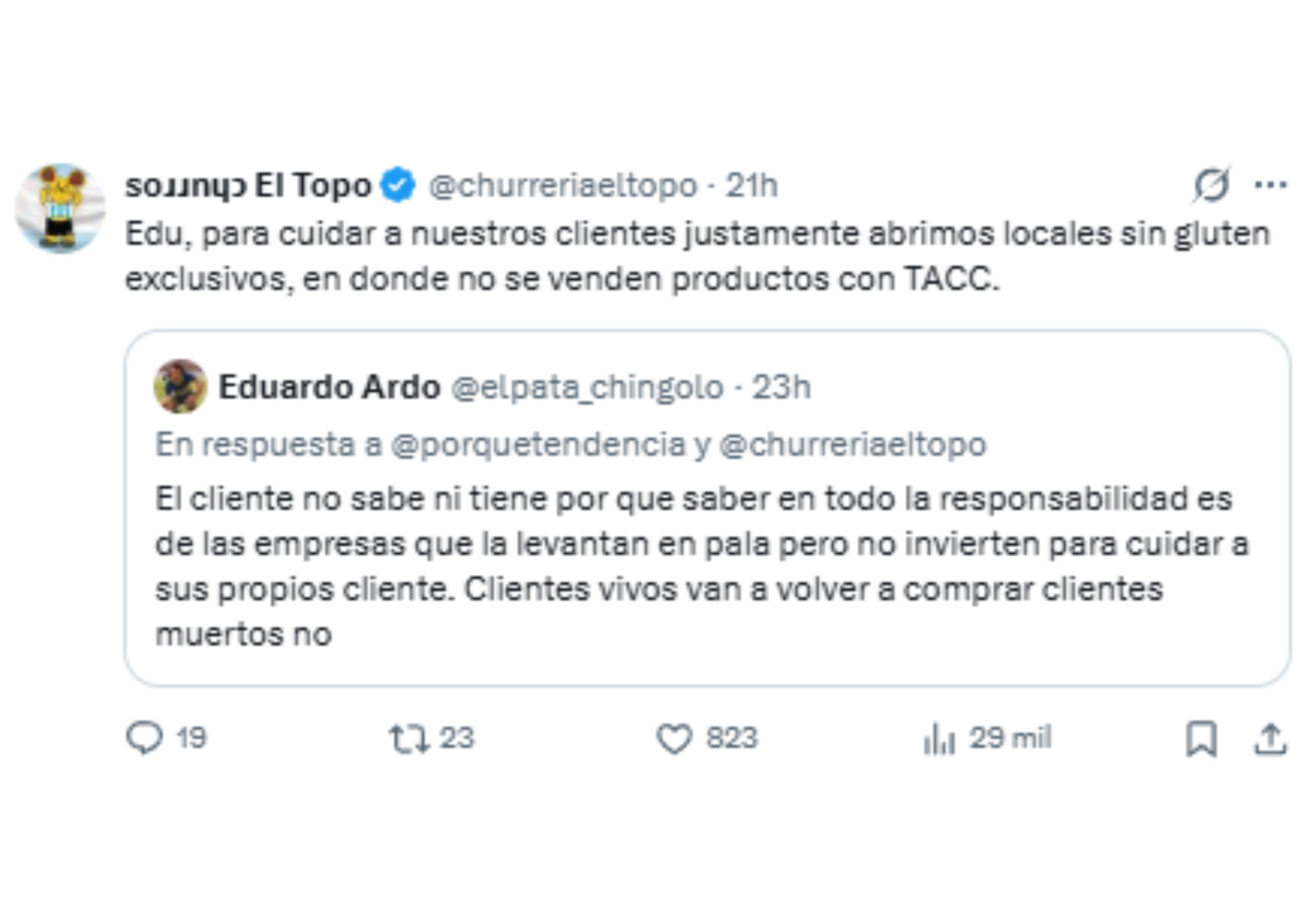 La empresa explicó que tienen un local exclusivo de productos sin TACC.