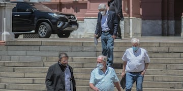 Los gremios saliendo hoy de casa Rosada. Foto Federico Lopez Claro