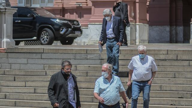 Los gremios saliendo hoy de casa Rosada. Foto Federico Lopez Claro