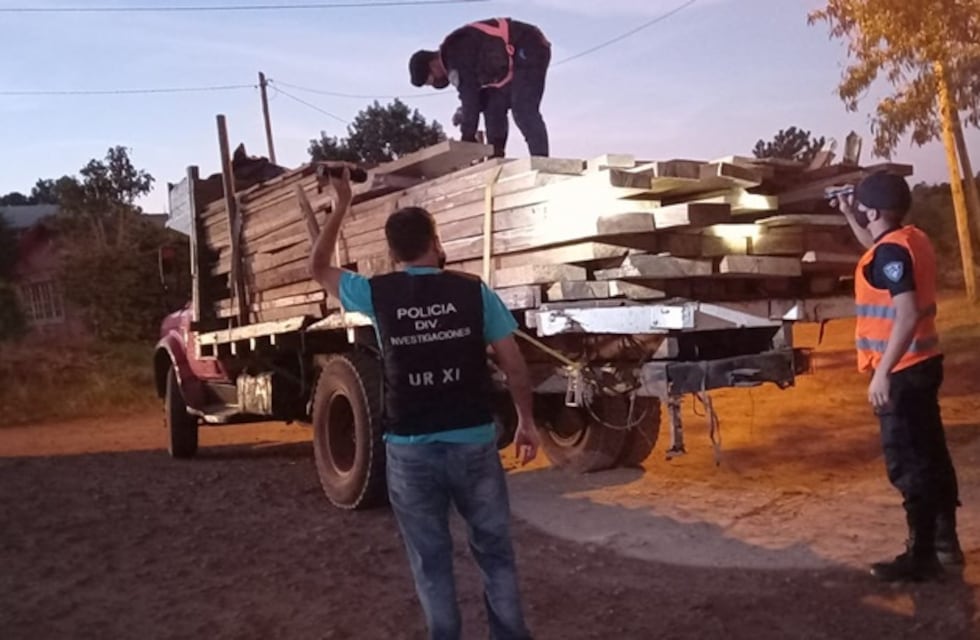 Efectivos policiales lograron interceptar un camión que transportaba madera nativa