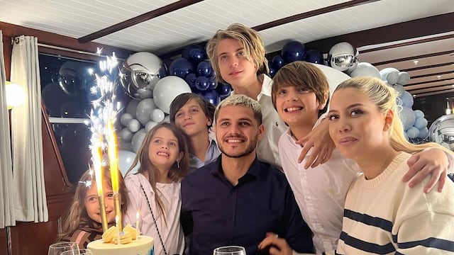 Mauro Icardi junto a Wanda Nara y los hijos de ambos. (Instagram).