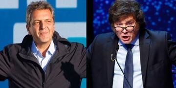Sergio Massa y Javier Milei, candidatos a presidente.