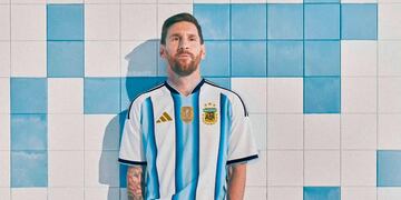 Un mockup de Lionel Messi con la camiseta que usaría la Selección Argentina.