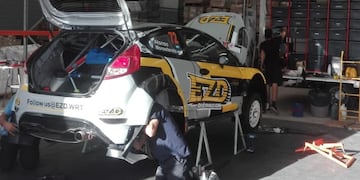 El Ford Fiesta R5 del cordobés Juan Carlos Alonso, en la previa del Rally Argentina 2022, que se larga este viernes en Mina Clavero.