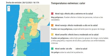 El mapa de las altas temperaturas en Entre Ríos y el país.