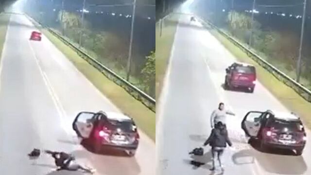 Pudo ser una tragedia: una mujer se tiró de un auto en movimiento
