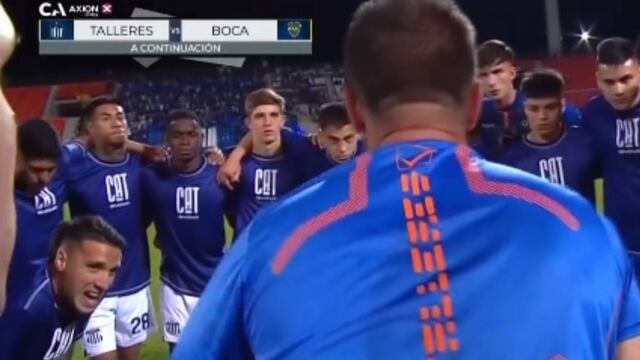 El momento de la arenga del PF de Talleres, Mauro Cerutti, que enfureció a los hinchas de Boca (Captura de pantalla).