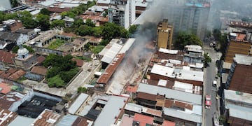 Vista aérea del mercado colapsado, tomada por un vecino.
