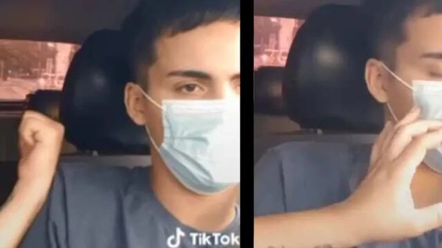 La captura de pantalla de parte del video, donde la joven acosa sexualmente al taxista.