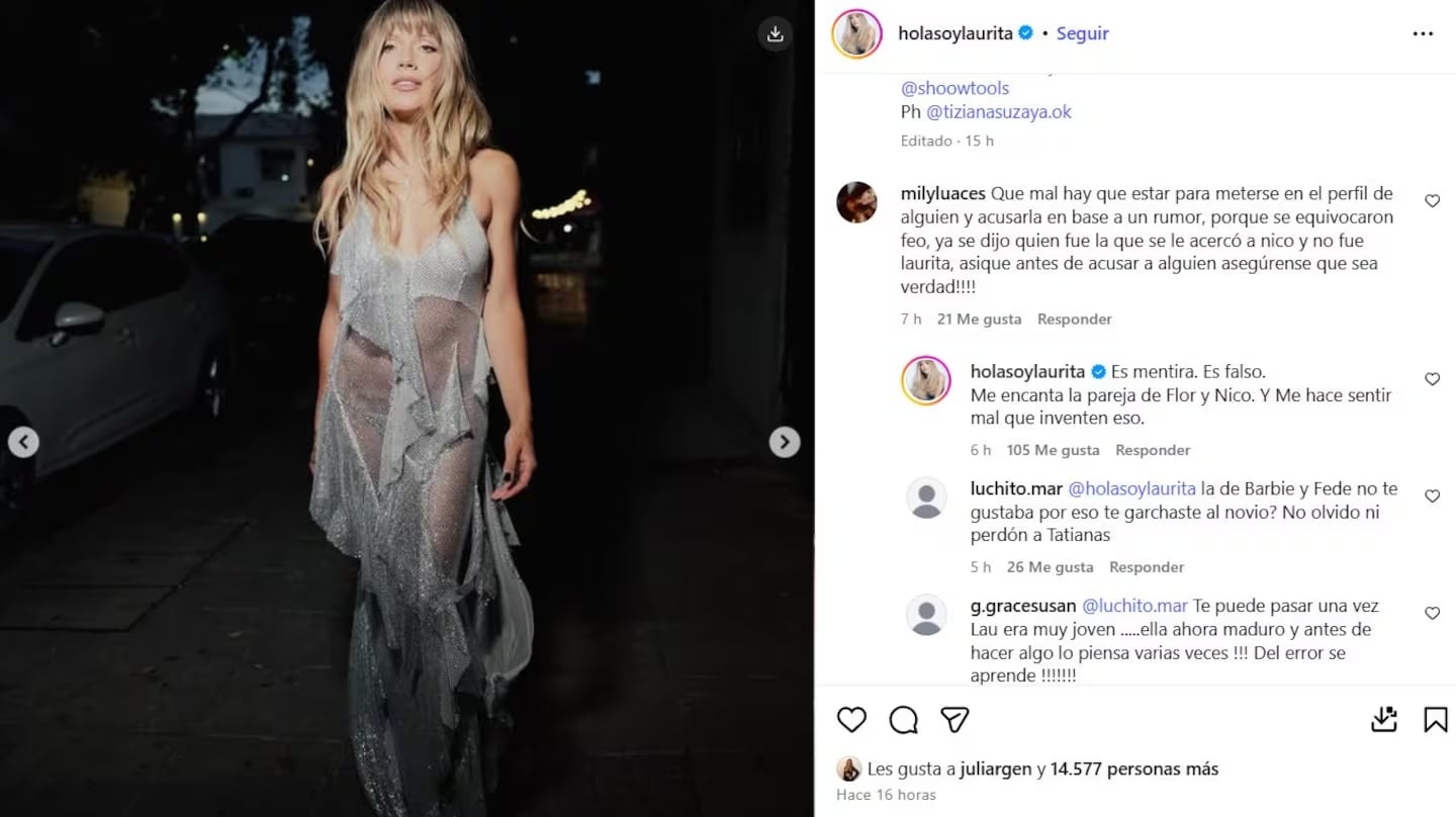Laurita Fernández habló de las acusaciones de coquetear con Nico Occhiato