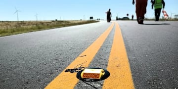Colocaron tachas reflectivas en la intersección de la Ruta Nacional 3 y Ruta Nacional 3 vieja