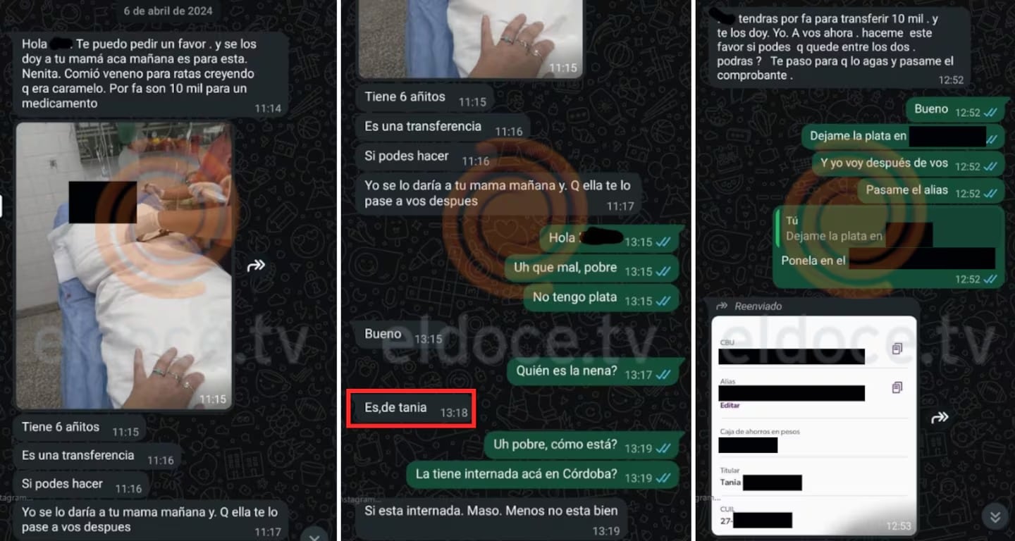 Los mensajes que confirmarían una relación entre Tania y el detenido en Córdoba.