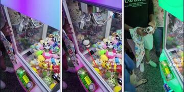 Viral en TikTok: se cansó de perder en las maquinitas y creó un polémico método para sacar los peluches.