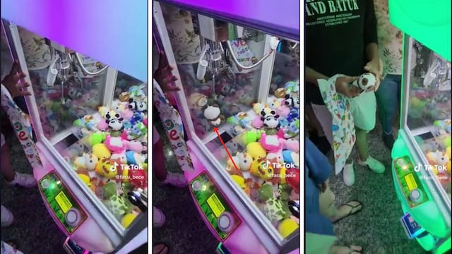 Viral en TikTok: se cansó de perder en las maquinitas y creó un polémico método para sacar los peluches.