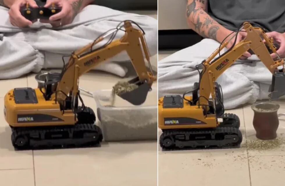 Su novio compró una excavadora a control remoto para preparar el mate y el tierno video sorprendió a todos en TikTok
