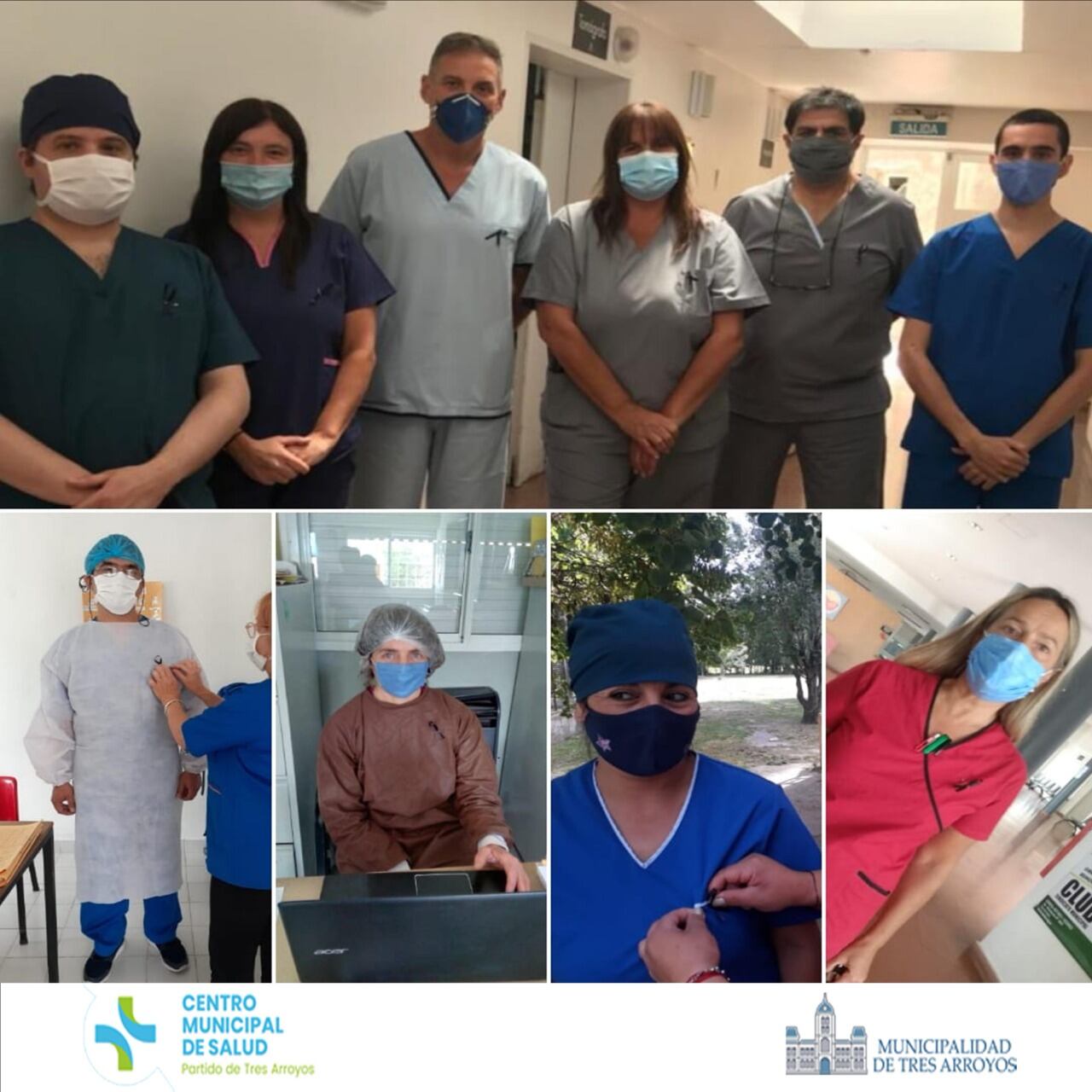 En Conmemoración al día del médico y en homenaje a los fallecidos por Covid -19, en el ingreso del Centro Municipal de Salud se entregan lazos negros al personal
