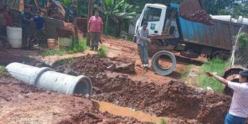 Puerto Iguazú: realizaron obras pluviales en el barrio Cataratas.