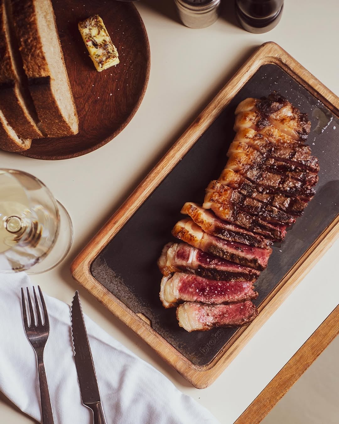 Corte de carne Wagyu.