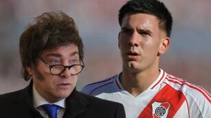 Franco Mastantuono y Javier Milei.