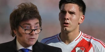 Franco Mastantuono y Javier Milei.