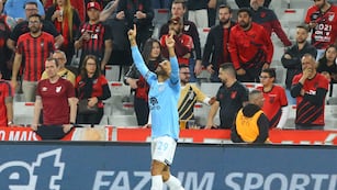 Franco Jara marcó el gol de Belgrano a los 26 segundos del partido ante el Paranaense, por Copa Sudamericana (Prensa Belgrano).