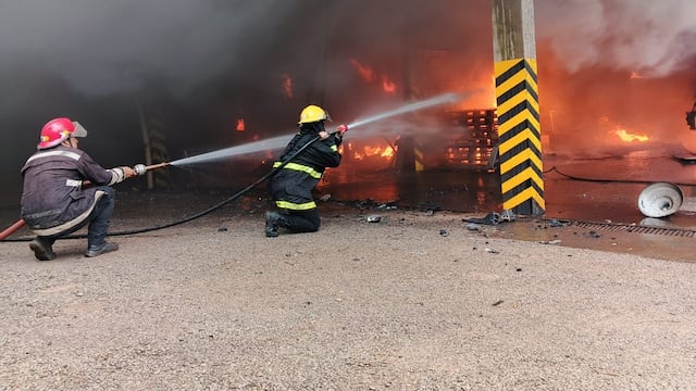 Un cortocircuito causó un incendio de grandes magnitudes en un frigorífico de Posadas,